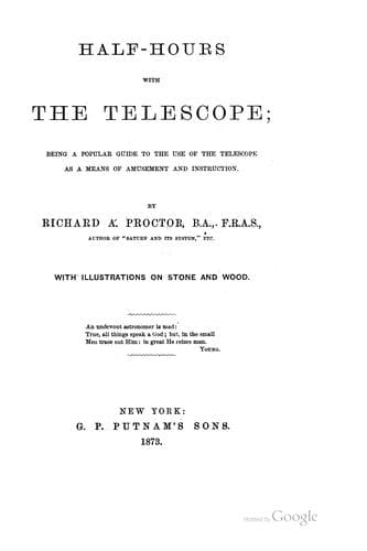Tapa de Half-hours with the telescope