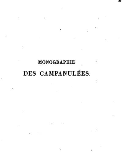 Tapa de Monographie des campanulées