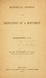 Tapa de Historical address at the dedication of a monument in Charlestown, N.H.