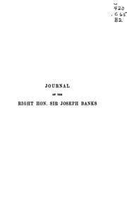 Tapa de Journal of the Right Hon. Sir Joseph Banks ..