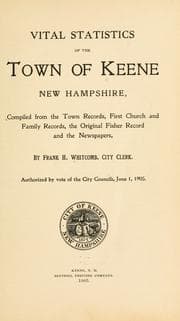 Tapa de Vital statistics of the town of Keene, New Hampshire