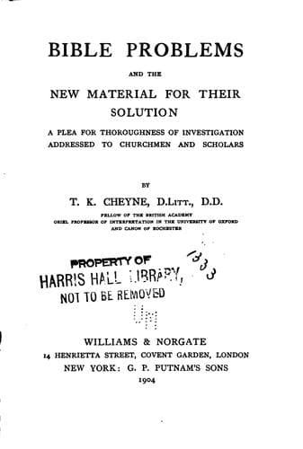 Tapa de Bible problems and the new material for their solution