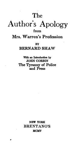 Tapa de The author's apology from Mrs. Warren's profession, by Bernard Shaw