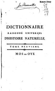Tapa de Dictionnaire raisonné universel d'histoire naturelle
