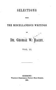 Tapa de Selections from the miscellaneous writings of Dr. George W. Bagby