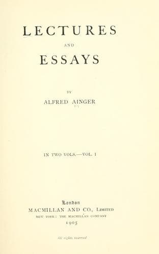 Tapa de Lectures and essays