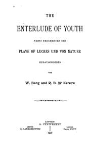 Tapa de The Enterlude of Youth nebst Fragmenten des Playe of Lucres und von Nature