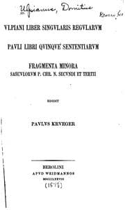 Tapa de Vlpiani liber singvlaris regvlarvm