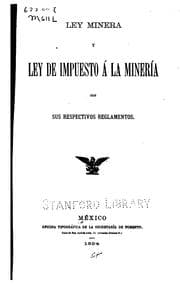 Tapa de Ley minera y Ley de impuesto á la minería con sus respectivos reglamentos
