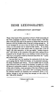 Tapa de Irish Lexicography: An Introductory Lecture