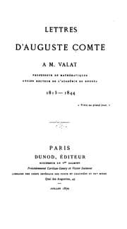 Tapa de Lettres d'Auguste Comte à M. Valat