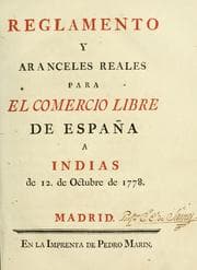 Tapa de Reglamento y aranceles reales para el comercio libre de España a Indias de 12. de octubre de 1778