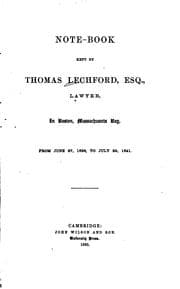Tapa de Note-book kept by Thomas Lechford, esq., lawyer