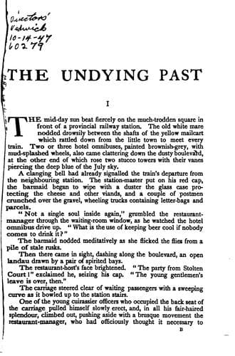 Tapa de The undying past
