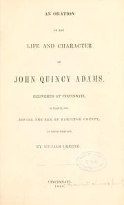 Tapa de An oration on the life and character of John Quincy Adams
