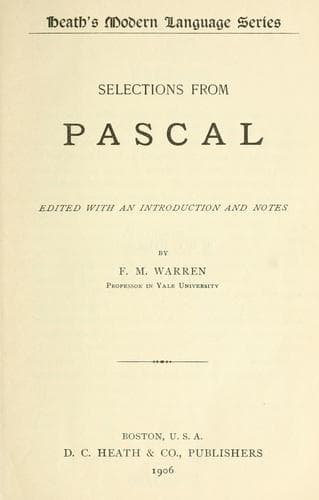 Tapa de Selections from Pascal
