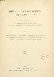 Tapa de Die orientalischen literaturen