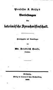 Tapa de Professor K. Reisig's Vorlesungen ůber lateinische Sprachwissenschaft