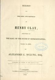 Tapa de Eulogy on the life and services of Henry Clay