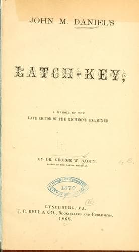 Tapa de John M. Daniel's latch-key