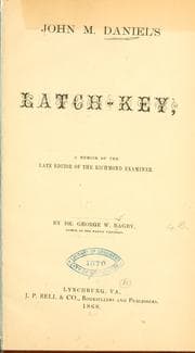 Tapa de John M. Daniel's latch-key
