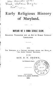Tapa de Early religious history of Maryland