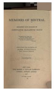 Tapa de Memoirs of Mistral