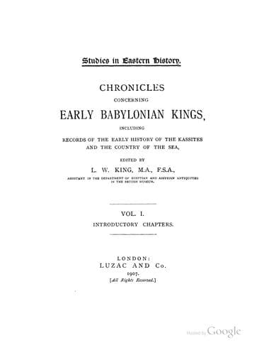 Tapa de Chronicles concerning early Babylonian kings