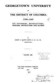 Tapa de Georgetown university in the District of Columbia, 1789-1907