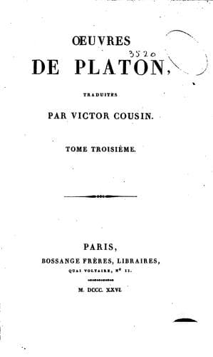 Tapa de Oeuvres de Platon