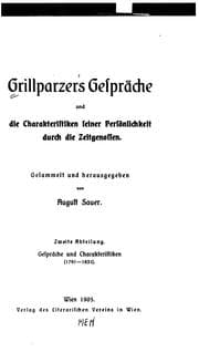 Tapa de Grillparzers Gespräche und die Charakteristiken seiner Persönlichkeit durch die Zeitgenossen