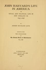 Tapa de John Harvard's life in America, or, Social and political life in New England in 1637-1638