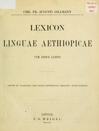 Tapa de Lexicon linguae Aethiopicae