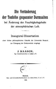 Tapa de Die veränderung der tonhöhe gespannter darmsaiten bei änderung des feuchtigkeitsgehalts der atmosphärischen luft ..