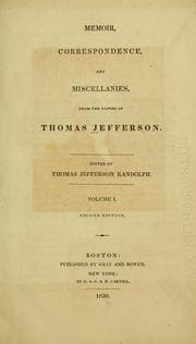 Tapa de Memoir, correspondence, and miscellanies, from the papers of Thomas Jefferson