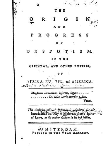 Tapa de The origin and progress of despotism