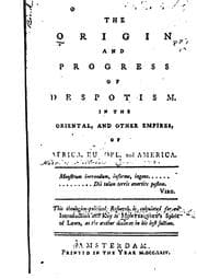 Tapa de The origin and progress of despotism