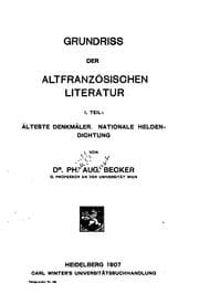 Tapa de Grundriss der altfranzösischen literatur ...