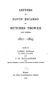 Tapa de Letters of David Ricardo to Hutches Trower and others, 1811-1823