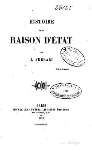 Tapa de Histoire de la raison d'État