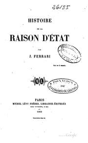 Tapa de Histoire de la raison d'État