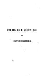 Tapa de Études de linguistique et d'ethnographie