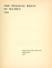 Tapa de The Tragical reign of Selimus, 1594