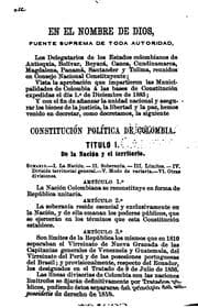 Tapa de Constitution of the Republic of Colombia (7th August, 1886)