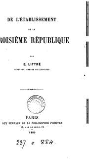 Tapa de De l'établissement de la troisième république