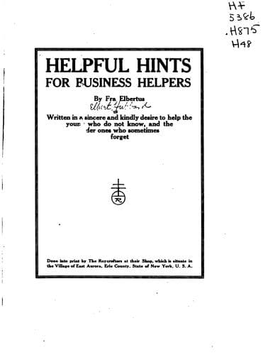 Tapa de Helpful hints for business helpers