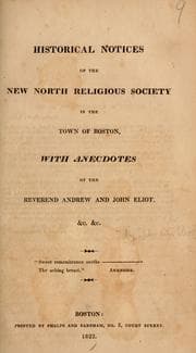 Tapa de Historical notices of the New North Religious Society in the town of Boston