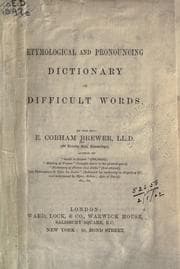 Tapa de Etymological and pronouncing dictionary of difficult words