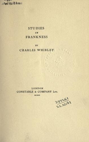 Tapa de Studies in frankness