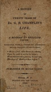 Tapa de A history of twenty years of Dr. G. B. Champlin's life